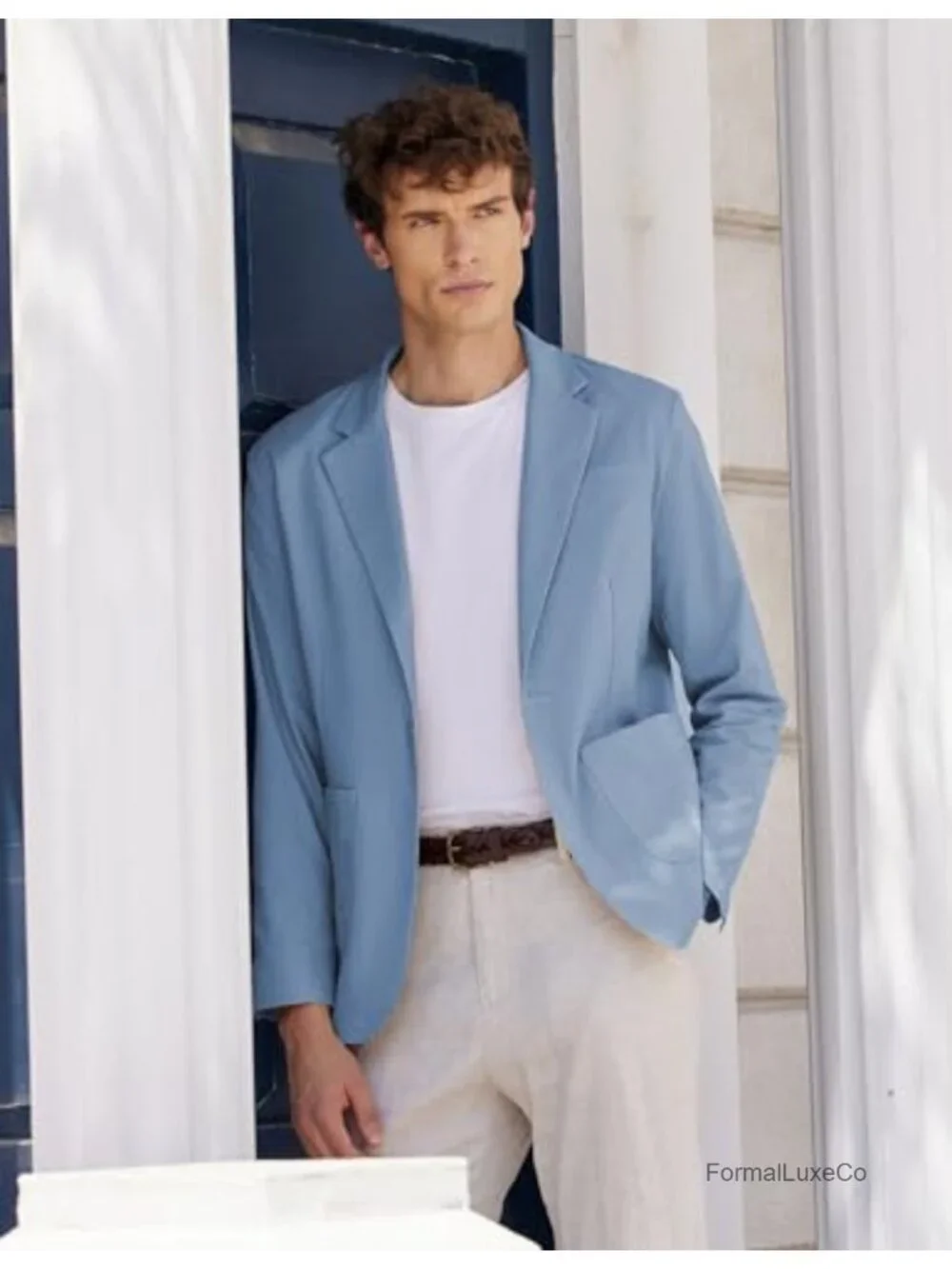 Men's Casual Linen Blazer Lightweight Sport Coat One Button Suit Jacket